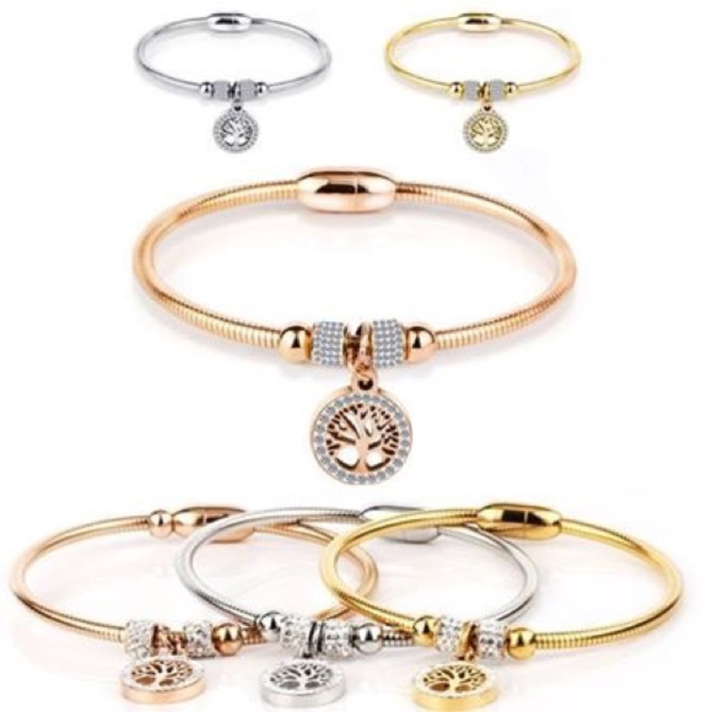 Stainless Steel Rhinestone Magnetic Bracelet.